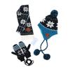 mimixiong Boys Girls Hat Scarf Gloves Sets Autumn Handmade Knitted Kids Snowflake Pattern 3Pcs Suits(Blue-3Pcs,1-4Y) view 1