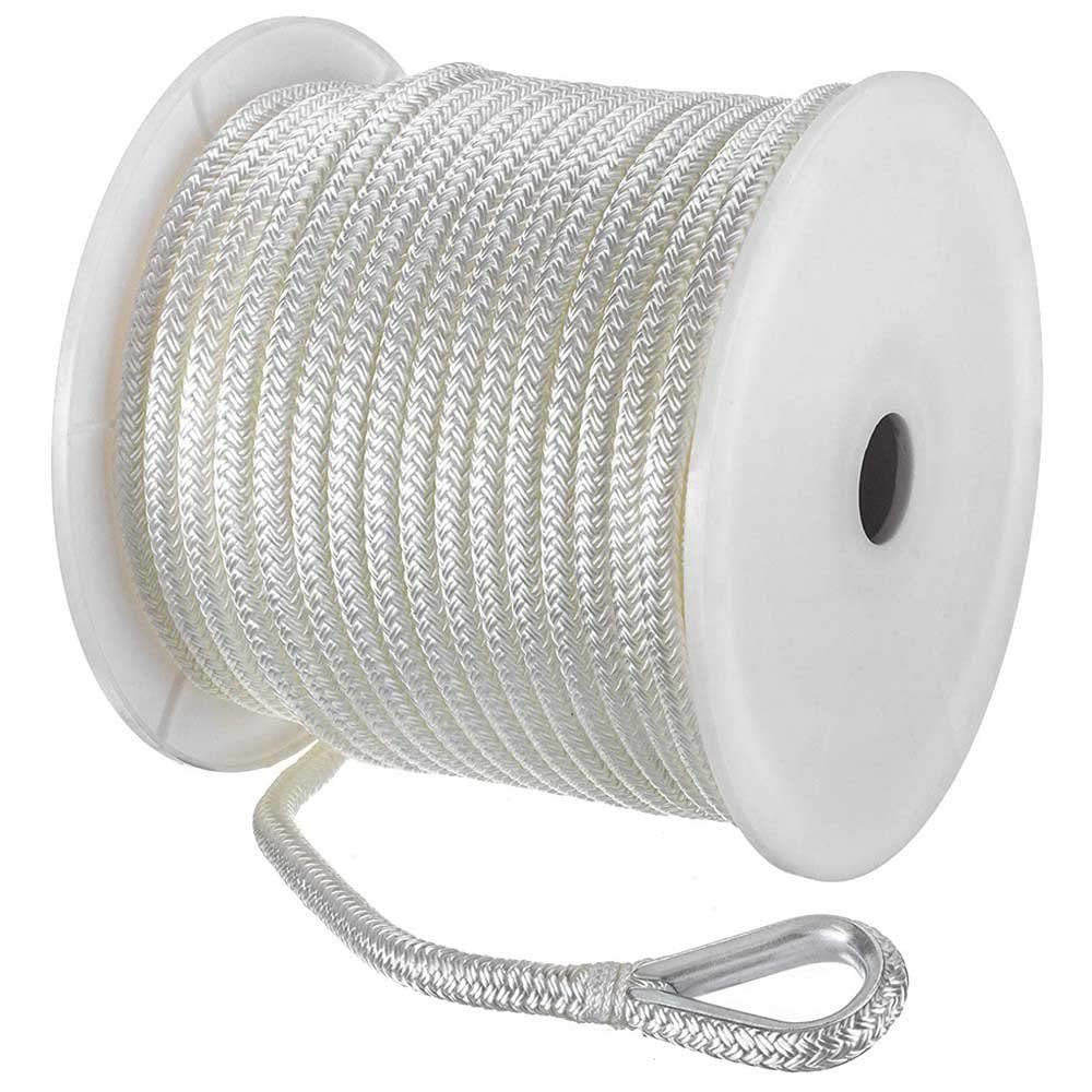 Seachoice Boat Anchor Rope, Double-Braid, Nylon, Achor Line, 3/8 in. X 150 Ft., White