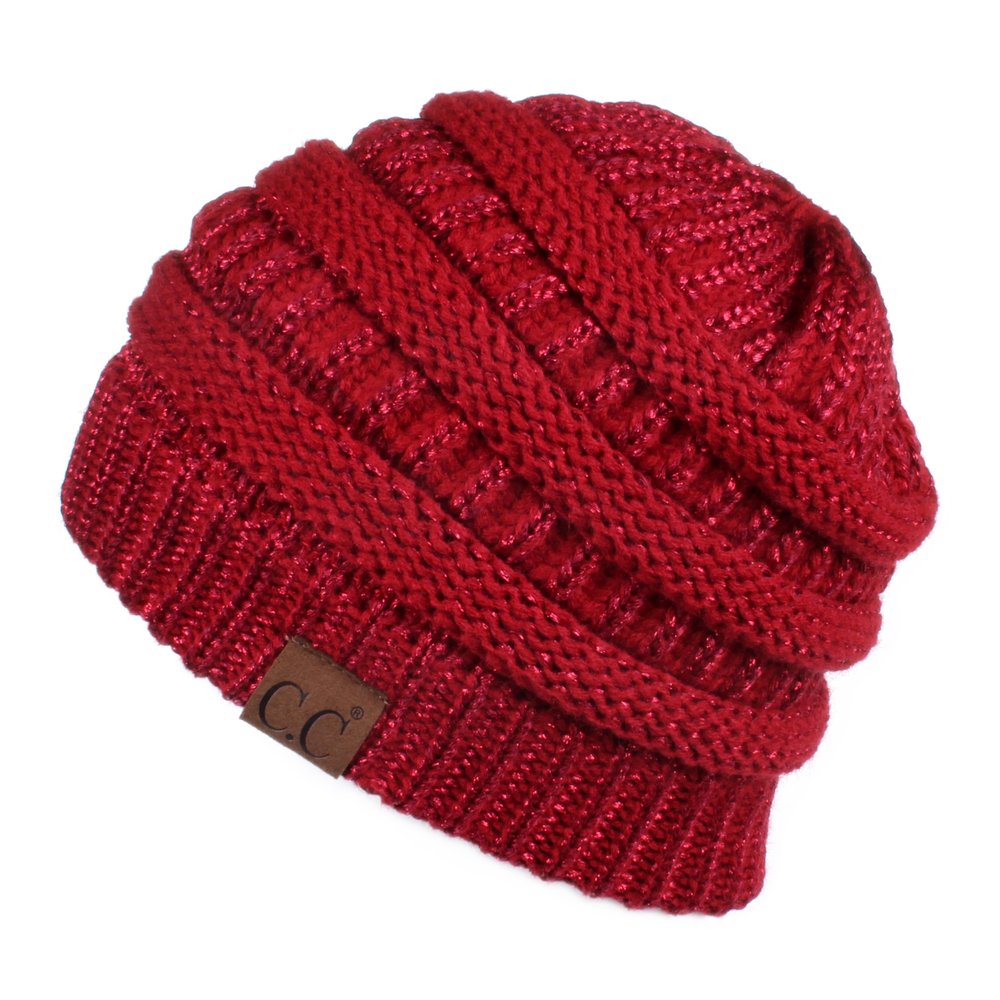 C.C Exclusives Cable Knit Beanie - Thick, Soft & Warm Chunky Beanie Hats (Metal Red)