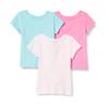 Amazon Essentials Girls' Short-Sleeve T-Shirts, Pack of 3, Aqua Blue/Pink/White, Large view 1
