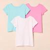 Amazon Essentials Girls' Short-Sleeve T-Shirts, Pack of 3, Aqua Blue/Pink/White, Large view 2