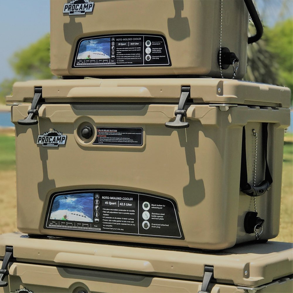 45 Quart Ice Chest/Heavy Duty Cooler/High Performance Commercial Grade Insulation (Sand)