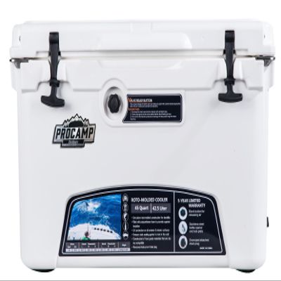 45 Quart Ice Chest/Heavy Duty Cooler/High Performance Commercial Grade Insulation (White)