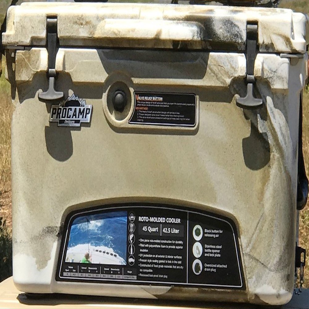 45 Quart Ice Chest/Heavy Duty Cooler/High Performance Commercial Grade Insulation (Desert CAMO)