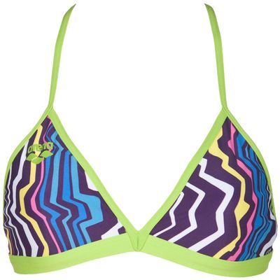 ARENA Women's Zig Zag MaxLife Tie Back Top, Purple/Leaf, Size 32