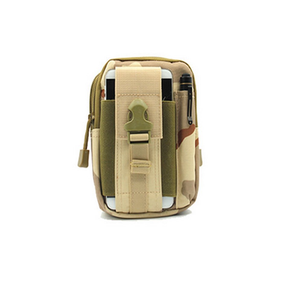 Army Fan Nylon Waist Bag,Hanging Bag,Mobile Phone Bag,Tactical Belt Pouch for Outdoor Activities (Desert)