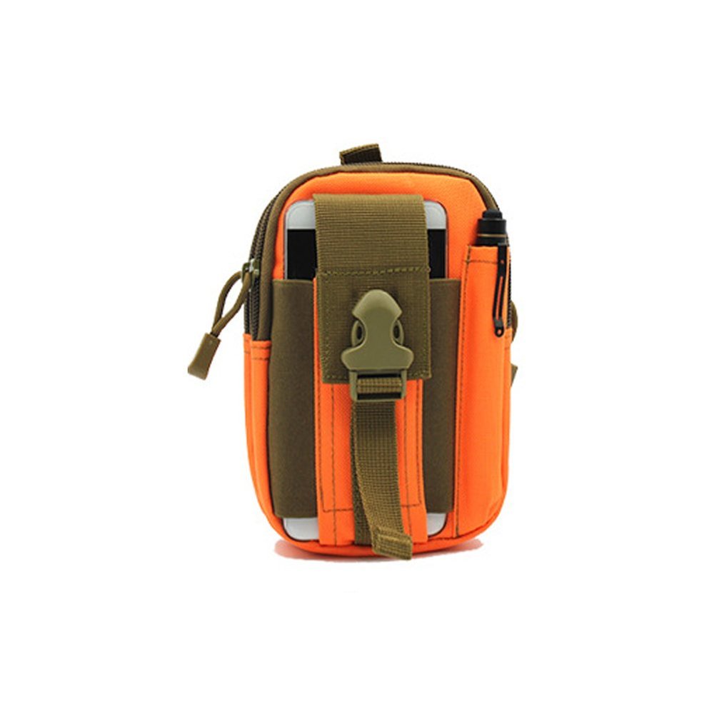 Army Fan Nylon Waist Bag,Hanging Bag,Mobile Phone Bag,Tactical Belt Pouch for Outdoor Activities (Orange)