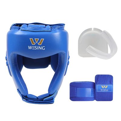 WESING IBA Head Gear with Handwraps and Tooth Guard (Blue, L)