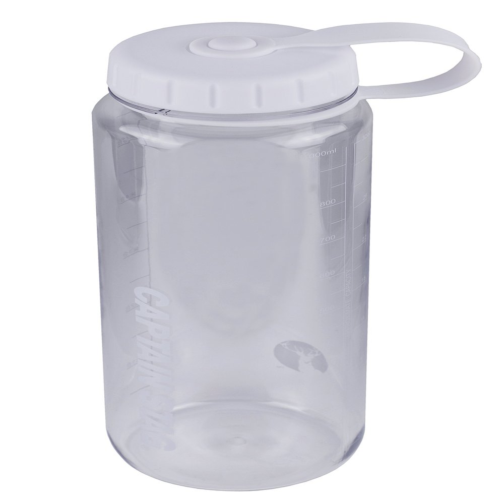 Captain Stag UE-3395 Water Bottle, Sports Bottle, 33.8 fl oz (1,000 ml), Direct Drinking, Rice Marking, 6 Cups, White