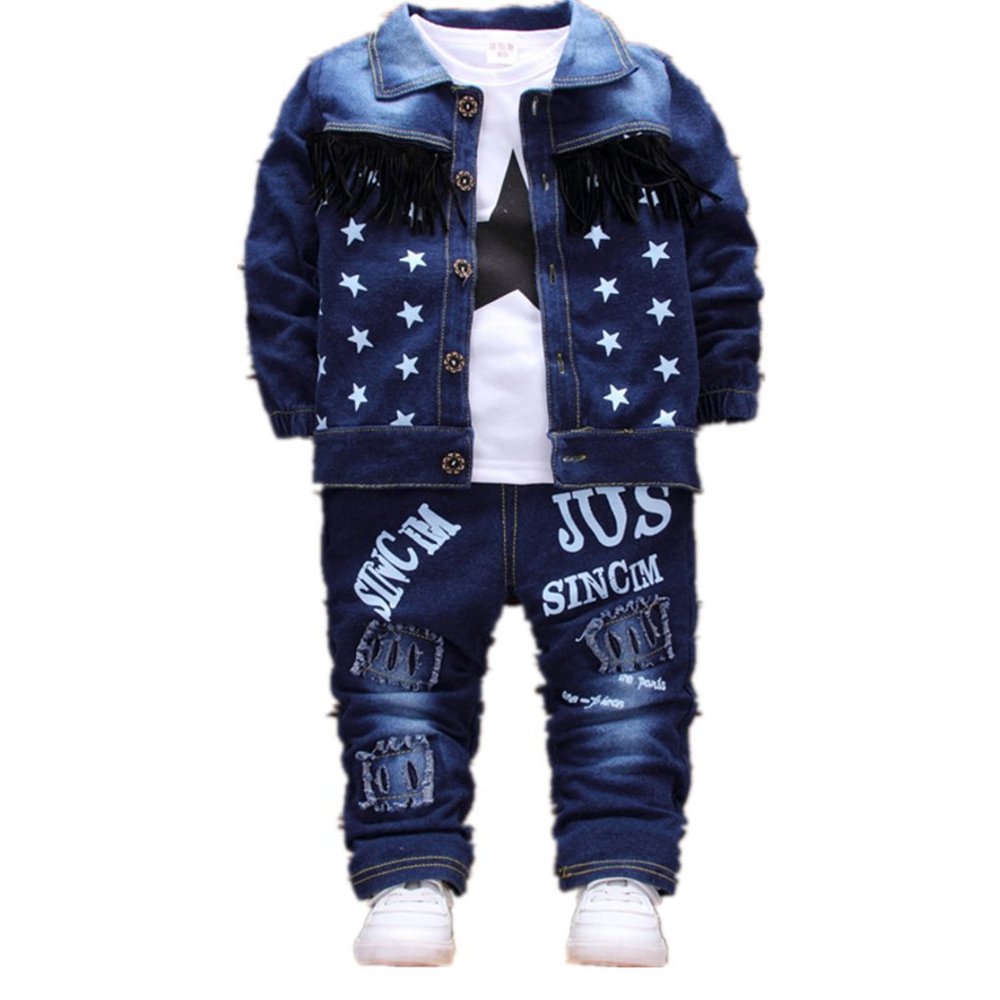 3 Pcs Spring Autumn Infant Denim Casual Clothing Sets Fashion Clothes Sets Newborn Baby Outfit (4T)