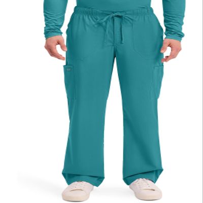 Cherokee Scrubs for Men Tapered Leg Cargo Scrub Pants with Zip Fly, 5 Pockets Elastic Waist 2-Way Stretch & Easy Care - WW190, M Short, Teal Blue