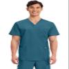 Cherokee Scrub top for Men V-Neck with 3 Pockets, Knit Details, Soft, Durable, Breathable, 2-Way Stretch Fabric - WW670, XL, Caribbean Blue view 1