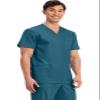 Cherokee Scrub top for Men V-Neck with 3 Pockets, Knit Details, Soft, Durable, Breathable, 2-Way Stretch Fabric - WW670, L, Caribbean Blue view 4