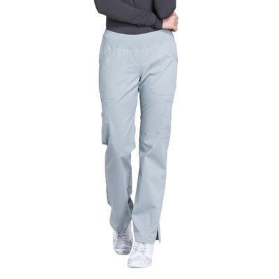 CHEROKEE Workwear Professionals Women Scrubs Pant Mid Rise Straight Leg Pull-on Cargo WW170P, S Petite, Grey