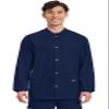 Cherokee Mens Scrub Jacket Snap Front Medical with 3 Pockets, Knit Cuffs, Soft Fade Resistant 2-Way Stretch - WW360, M, Navy view 1