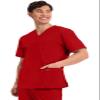 Cherokee Men's V-Neck Top Traditional fit with 4 Pockets, Ultra Soft, Durable, Fade Resistant, 2-Way Stretch Fabric - WW695T, XL, Red view 2