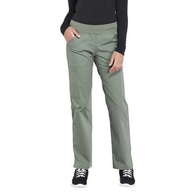 CHEROKEE Workwear Professionals Women Scrubs Pant Mid Rise Straight Leg Pull-on Cargo Plus Size WW170, 2XL, Olive