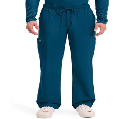 Cherokee Scrubs for Men Tapered Leg Cargo Scrub Pants with Zip Fly, 5 Pockets Elastic Waist 2-Way Stretch & Easy Care - WW190, XS, Caribbean Blue