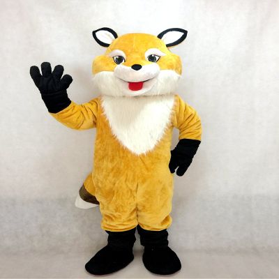 rushopn New Yellow Fox Mascot Costume with White Chest