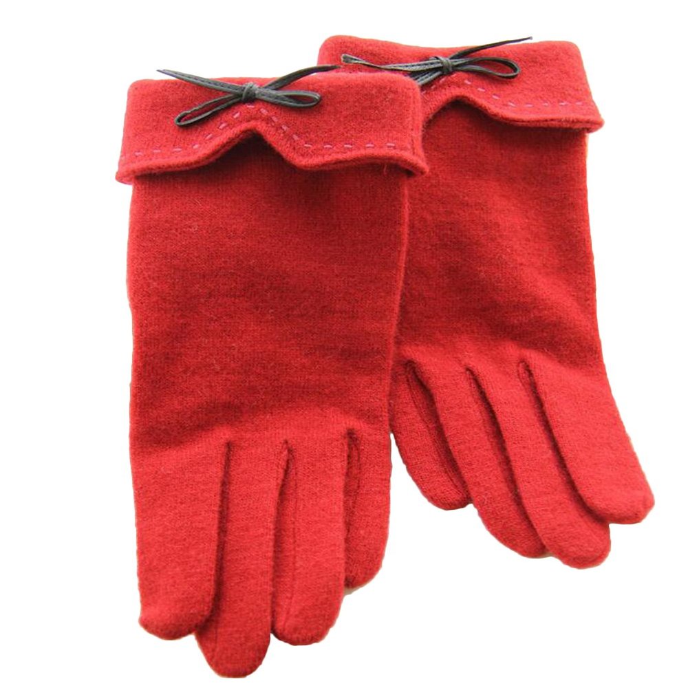 Ealafee Sexy Red Wool Gloves for Women Windproof Mitten Warm Touch Screen Gloves