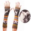 Ealafee Black Knitted Half Finger Gloves for Girls Warm Deer Mittens for Winter view 2