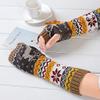 Ealafee Black Knitted Half Finger Gloves for Girls Warm Deer Mittens for Winter view 3