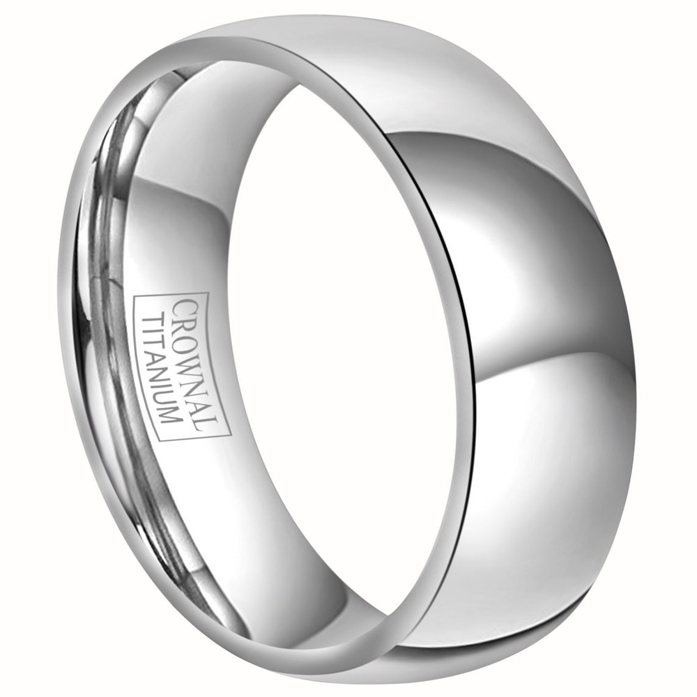 CROWNAL 4mm 6mm 8mm Titanium Wedding Couple Bands Rings Men Women Dome Polished Engraved I Love You Comfort Fit Size 4 To 16 (4mm,9.5)