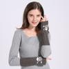 Ealafee Ladies Grey Mittens Winter Warm Knit Skull Windproof Gloves for Women view 3