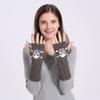 Ealafee Ladies Grey Mittens Winter Warm Knit Skull Windproof Gloves for Women view 4