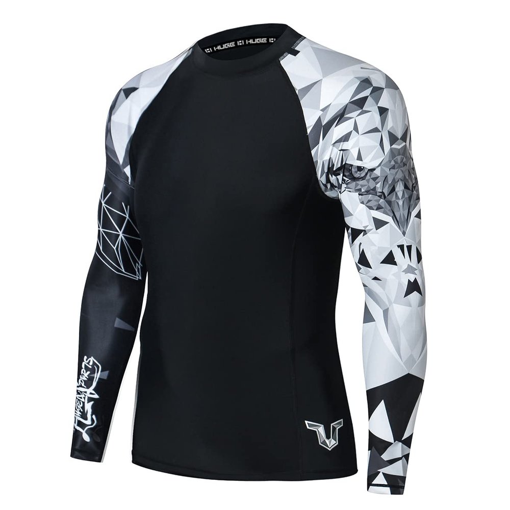 HUGE SPORTS Wildling Series UV Protection Quick Dry Compression Rash Guard (Eagle,S)