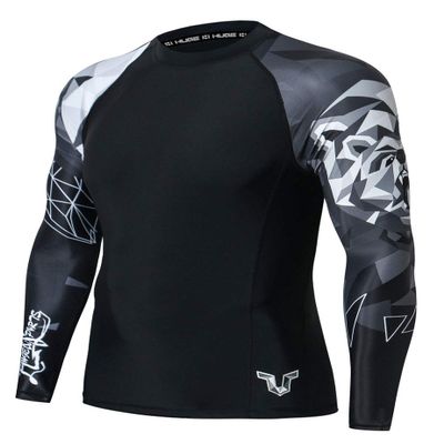 HUGE SPORTS Wildling Series UV Protection Quick Dry Compression Rash Guard (Bear,M)