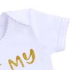 Baby Girls Half 1st 2nd Birthday Outfits Two Years Cake Smash Party 4PCS Clothes set Short Sleeve Gold Letter Print Shiny Sequin Bowknot Romper Bodysuit Tulle Tutu Skirt Headband Stripes Leg Warmers view 3