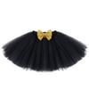 Baby Girls Half 1st 2nd Birthday Outfits Two Years Cake Smash Party 4PCS Clothes set Short Sleeve Gold Letter Print Shiny Sequin Bowknot Romper Bodysuit Tulle Tutu Skirt Headband Stripes Leg Warmers view 4