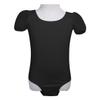 Freebily Kids Girls Short Sleeves Gymnastics Leotard Bodysuit with Cutout Back Ballet Ballroom Dance Outfit Shirt Tops Black 4 view 3