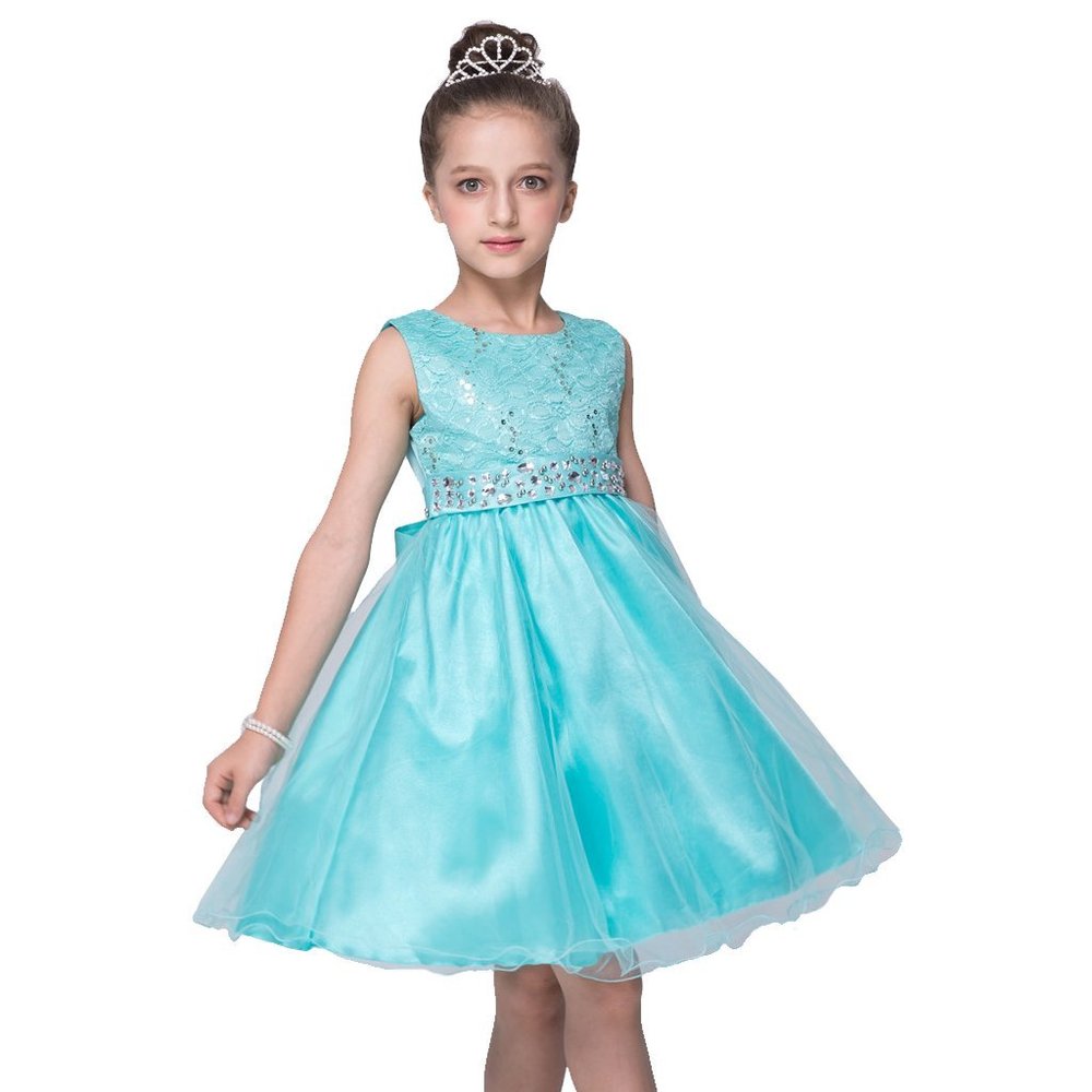 DreamHigh Sequined Flower Girls Party Pegant Dress (12Y, Mint)