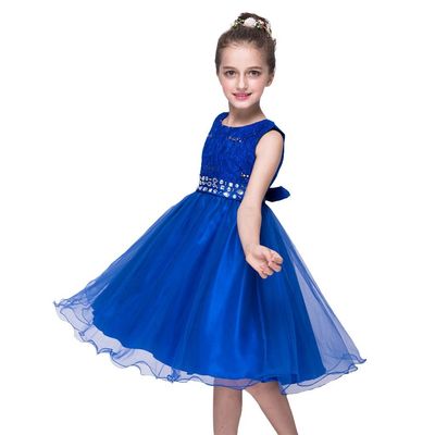 DreamHigh Sequined Flower Girls Party Pegant Dress (8, Royal Blue)