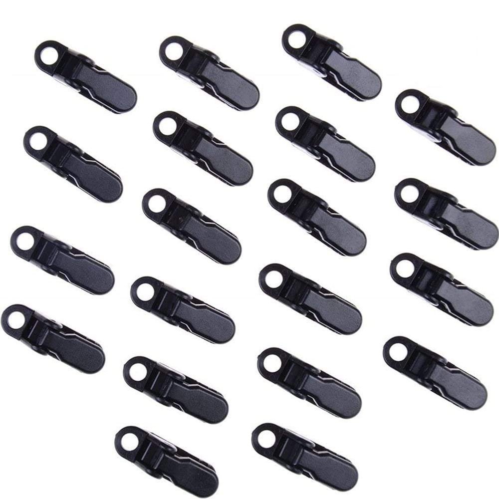 20 Pack Small Tarp Awning Clamp Set - Black Tarp Clips Jaw Tent Snaps for Camping