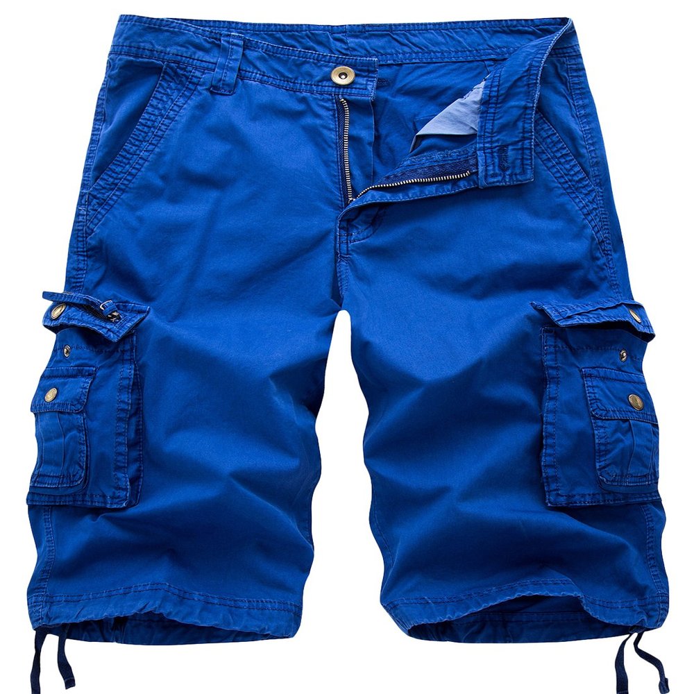 chouyatou Men's Active Normal Waist Loose Multi-Pocket Versatile Twill Cargo Shorts (32, Royal Blue)