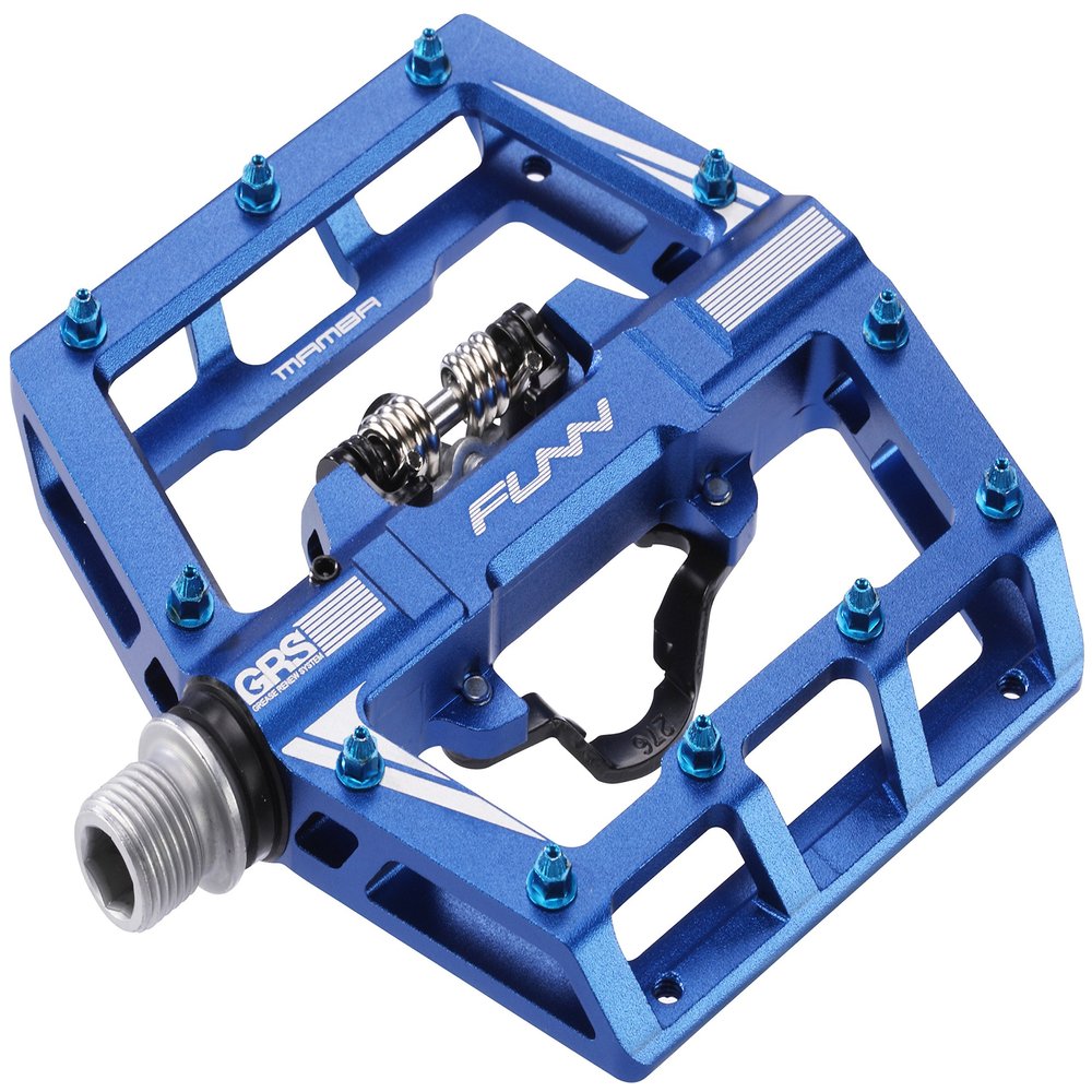 Funn Mamba MTB Clipless Pedals, Single Sided Clip Mountain Bike Pedals, Compatible with SPD Cleats, 9/16-Inch CrMo Axle Bicycle Pedals for MTB/BMX/Gravel Cycling (Blue)