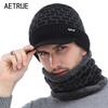 AETRUE Winter Hat Skullies Beanies Men Women Knitted Hat Scarf Winter Caps Mask Balaclava Bonnet Cap Wool Fur Beanies Hats 2018 (Dark Grey) view 1