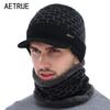 AETRUE Winter Hat Skullies Beanies Men Women Knitted Hat Scarf Winter Caps Mask Balaclava Bonnet Cap Wool Fur Beanies Hats 2018 (Dark Grey) view 2