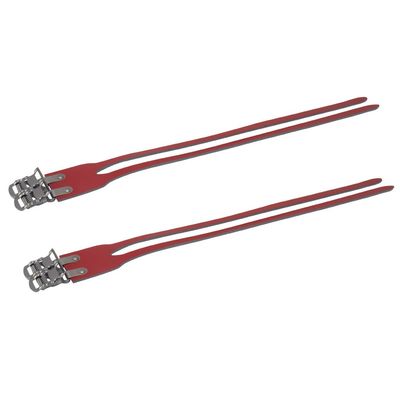 Fenix Double Leather Pedal Toe Bike Straps, Various Colors (Red)