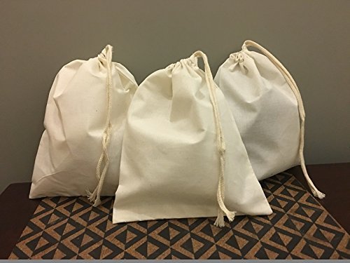 8"x10" COTTON SINGLE DRAWSTRING MUSLIN BAGS (Natural Color) (50)