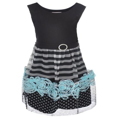 Bonnie Jean Girls Easter Scuba Special Ocassion Dress (14 1/2, Black/Aqua)