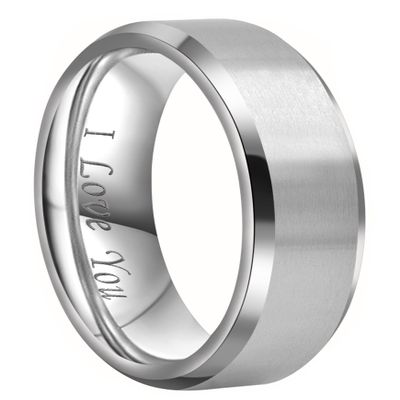 CROWNAL 4mm 6mm 8mm Titanium Wedding Couple Bands Rings Men Women Matte Brush Center Beveled Edges Engraved I Love You Comfort Fit Size 4 To 16 (6mm,12)