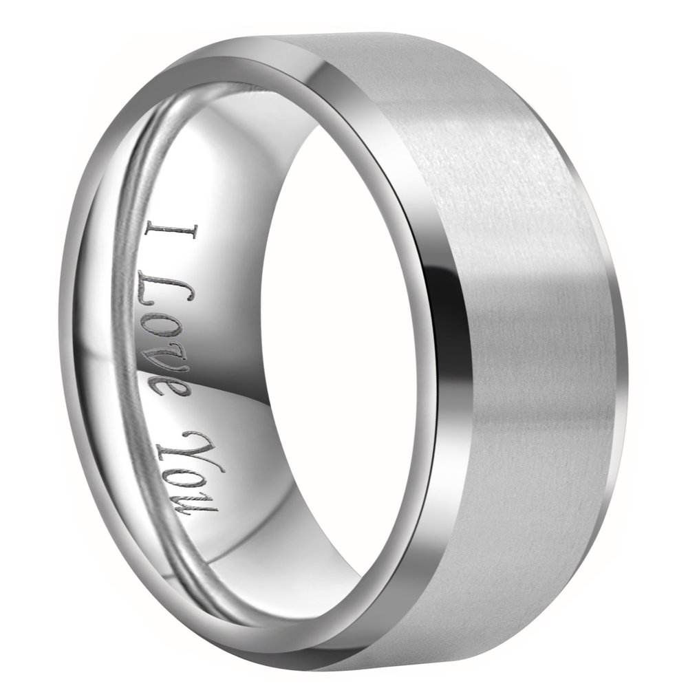 CROWNAL 4mm 6mm 8mm Titanium Wedding Couple Bands Rings Men Women Matte Brush Center Beveled Edges Engraved I Love You Comfort Fit Size 4 To 16 (6mm,12)