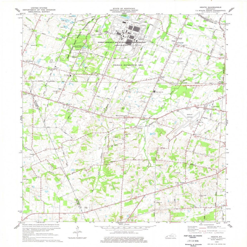 YellowMaps Heath KY topo map, 1:24000 Scale, 7.5 X 7.5 Minute, Historical, 1978, Updated 1978, 27.4 x 22.5 in - Tyvek