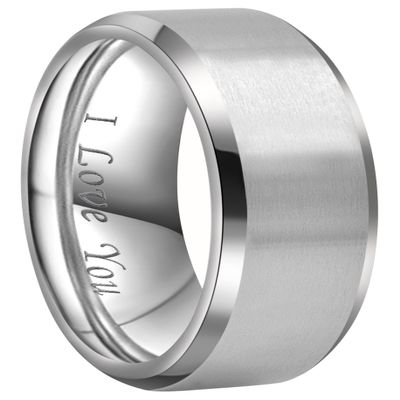 CROWNAL 4mm 6mm 8mm Titanium Wedding Couple Bands Rings Men Women Matte Brush Center Beveled Edges Engraved I Love You Comfort Fit Size 4 To 16 (8mm,7)