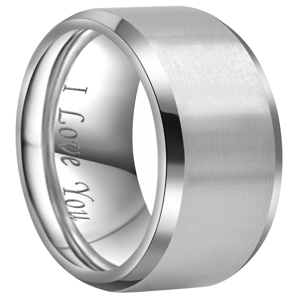CROWNAL 4mm 6mm 8mm Titanium Wedding Couple Bands Rings Men Women Matte Brush Center Beveled Edges Engraved I Love You Comfort Fit Size 4 To 16 (8mm,7)