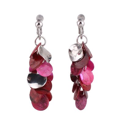 Grace Jun New Multi-layer Shell Dangle Drop Earrings and Clip on Earrings No Pierced for Women (361Clip-on)